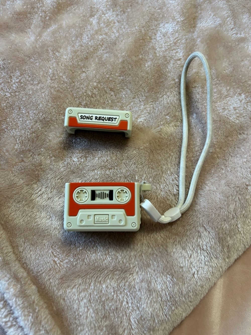 Retro Cassette-Style I Pod 4  Case with Wrist Strap - Cream & Orange